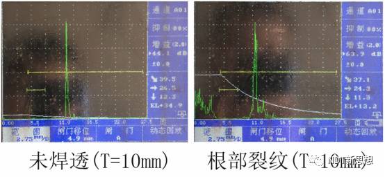 超声检测根部未焊透和根部裂纹波形